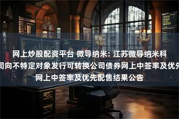 网上炒股配资平台 微导纳米: 江苏微导纳米科技股份有限公司向不特定对象发行可转换公司债券网上中签率及优先配售结果公告